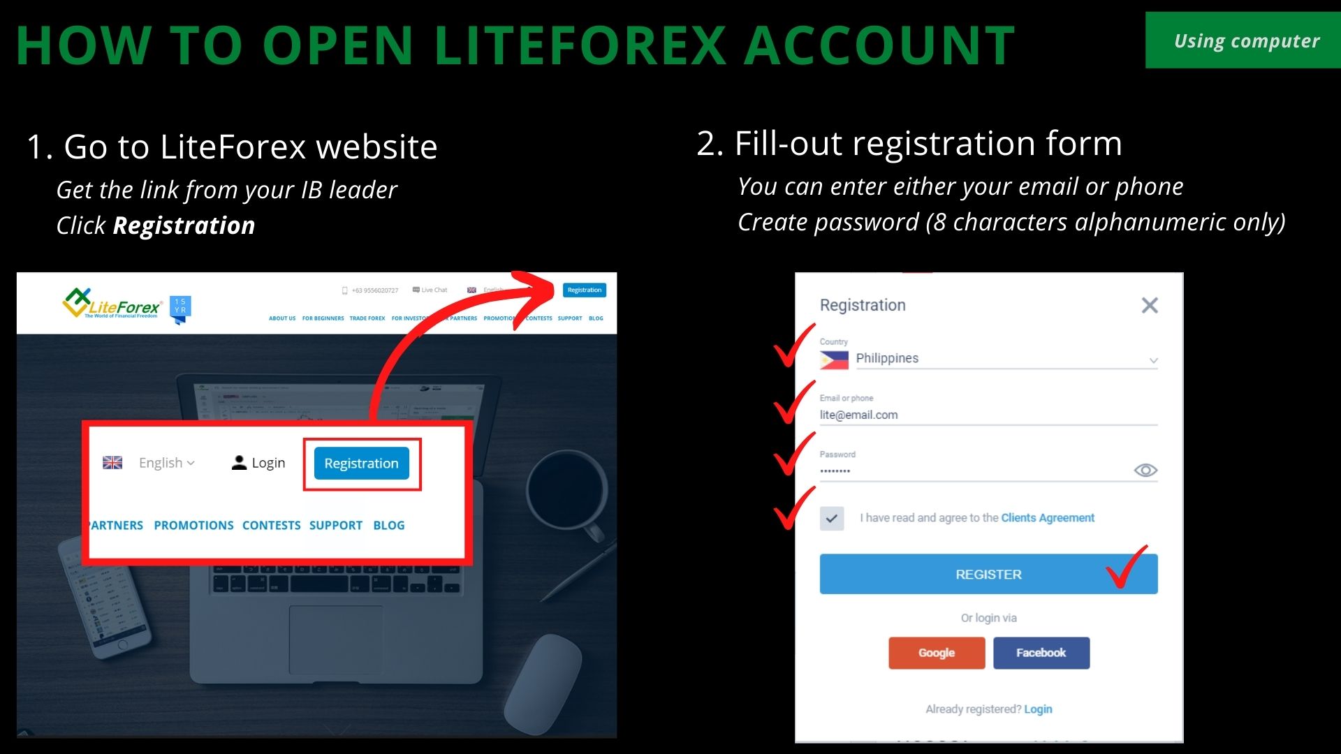 Liteforex account login